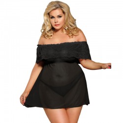 ROBE COURTE SUBBLIME QUEEN PLUS + String NOIR