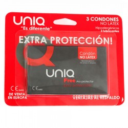 UNIQ - FREE PRÉSERVATIFS SANS LATEX AVEC ANNEAU DE PROTECTION 3 UNITÉS