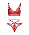 LEG AVENUE - SET 2 PIEZAS CON TANGA DOBLE TIRANTA M/L ROJO