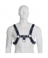 LEATHER BODY - HARNAIS EN CUIR BLEU ET NOIR POITRINE BULLDOG