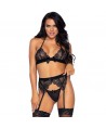 LEG AVENUE - SET DE TRES PIEZAS TOP, LIGUERO Y TANGA S