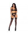 LEG AVENUE - SET DE TRES PIEZAS TOP, LIGUERO Y TANGA S