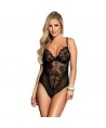 SUBBLIME - TEDDY DENTELLE FLORALE ET NOIR FRANGES S / M