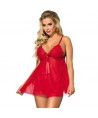 SUBBLIME - BABYDOLL AVEC NOEUD ET LACETS FLORAUX ROUGE S / M