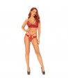 LEG AVENUE - SET 2 PIEZAS CON TANGA DOBLE TIRANTA M/L ROJO