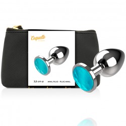 COQUETTE CHIC DESIRE - PLUG ANAL METAL COULEUR BLEU TAILLE M 3.5 X 8CM