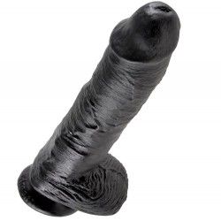 KING COCK 10" BITE NOIR AVEC BOULES 25,4 CM