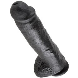 KING COCK 11" BITE NOIR AVEC BOULES 28 CM