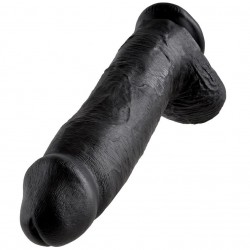 KING COCK 12" BITE NOIR AVEC BOULES 30,48 CM