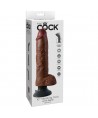 KING COCK - GODE VIBRATEUR AVEC TESTICULES 25.5 CM COULEUR MARRON