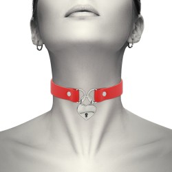 COQUETTE - CHIC DESIRE COLLIER EN CUIR VEGAN ROUGE AVEC ACCESSOIRE COEUR AVEC CL?