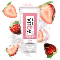 LUBRIFIANT À BASE D''EAU SAVEUR CRÈME DE FRAISE AQUA TRAVEL - 50 ML