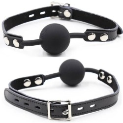 OHMAMA FETISH - BALL GAG EN SILICONE AVEC CEINTURE EN CUIR