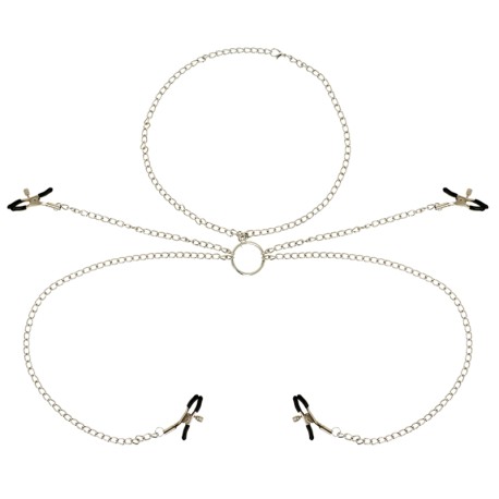 OHMAMA FETISH 4 PINCES À TÉTONS AVEC COLLIER CHAÎNE