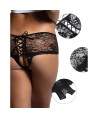 CULOTTE EN DENTELLE FLORALE QUEEN LINGERIE DOS OUVERT S / M