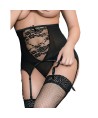QUEEN LINGERIE TANGA CON LIGUERO DE MALLA Y DISEÑO FLORAL