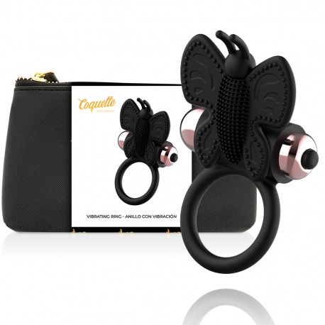 COQUETTE CHIC DESIRE - COCKRING PAPILLON AVEC VIBRATEUR NOIR/ OR