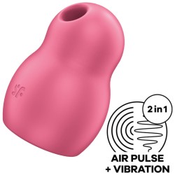 SATISFYER PRO TO GO 1 DOUBLE AIR PULSE STIMULATOR VIBRATOR - ROUGE