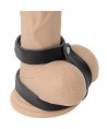 DARKNESS ADJUSTABLE LEATHER PENIS AND TESTICLES RING