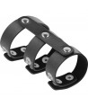 DARKNESS ADJUSTABLE LEATHER DOUBLE PENIS AND TESTICLES RING