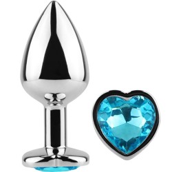 SECRET PLAY - PLUG ANAL MÉTALLIQUE C?UR BLEU PETIT TAILLE 7 CM