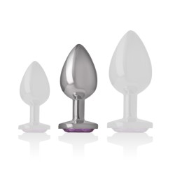 INTENSE - PLUG ANAL EN MÉTAL ALUMINIUM AVEC CRISTAL VIOLET TAILLE M