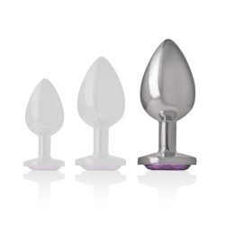 INTENSE - PLUG ANAL EN METAL ALUMINIUM AVEC VERRE VIOLET TAILLE L