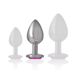 INTENSE - PLUG ANAL EN MÉTAL ALUMINIUM AVEC CRISTAL ROSE TAILLE L