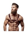 FETISH SUBMISSIVE ATTITUDE - HARNAIS DE POITRINE EN ÉCO-CUIR POUR HOMME NOIR/ROUGE