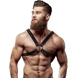 FETISH SUBMISSIVE ATTITUDE - HARNAIS EN CUIR ÉCOLOGIQUE POUR HOMMES AVEC POITRINE CROISÉE