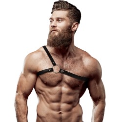 FETISH SUBMISSIVE - HARNAIS EN CUIR ÉCOLOGIQUE POUR HOMMES ÉPAULES CROISÉES ATTITUDE