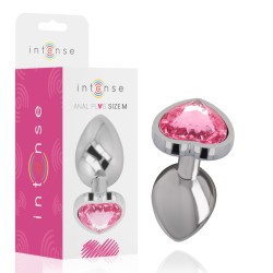 INTENSE - PLUG ANAL EN MÉTAL ALUMINIUM COEUR ROSE TAILLE M