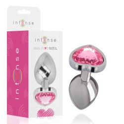 INTENSE - PLUG ANAL EN MÉTAL ALUMINIUM COEUR ROSE TAILLE L