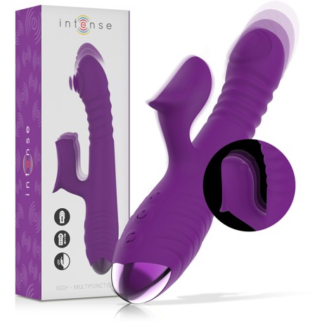 INTENSE - VIBRATEUR RECHARGEABLE MULTIFONCTION IGGY UP DOWN AVEC STIMULATEUR CLITORAL VIOLET