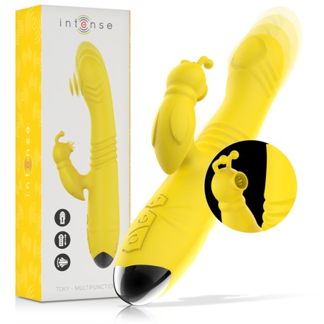 INTENSE - VIBRATEUR MULTIFONCTION TOKY UP DOWN AVEC STIMULATEUR CLITORAL JAUNE