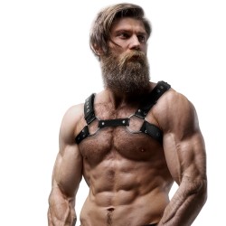 FETISH SUBMISSIVE ATTITUDE - HARNAIS DE POITRINE EN ÉCO-CUIR POUR HOMMES AVEC CLOUS