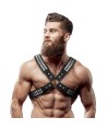 FETISH SUBMISSIVE ATTITUDE - HARNAIS EN CUIR ÉCOLOGIQUE POUR HOMMES POITRINE CROISÉE AVEC RIVETS