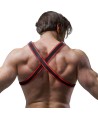 FETISH SUBMISSIVE ATTITUDE - HARNAIS DE POITRINE BULLDOG EN CUIR ÉCOLOGIQUE POUR HOMMES NOIR/ROUGE
