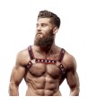 FETISH SUBMISSIVE ATTITUDE - HARNAIS DE POITRINE BULLDOG EN CUIR ÉCOLOGIQUE POUR HOMMES NOIR/ROUGE