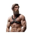 FETISH SUBMISSIVE ATTITUDE - HARNAIS DE POITRINE RÉGLABLE EN ÉCO-CUIR POUR HOMMES AVEC CROIX BULLDOG