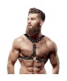 FETISH SUBMISSIVE ATTITUDE - HARNAIS DE POITRINE EN ÉCO-CUIR AVEC DOUBLE SUPPORT ET CLOUS POUR HOMMES
