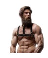FETISH SUBMISSIVE ATTITUDE - HARNAIS DE POITRINE RÉGLABLE EN ÉCO-CUIR AVEC COLLIER POUR HOMMES
