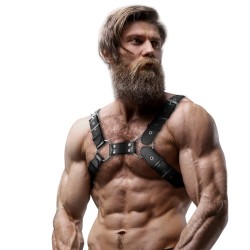 FETISH SUBMISSIVE ATTITUDE - HARNAIS DE POITRINE RÉGLABLE EN CUIR ÉCOLOGIQUE POUR HOMMES BULLDOG