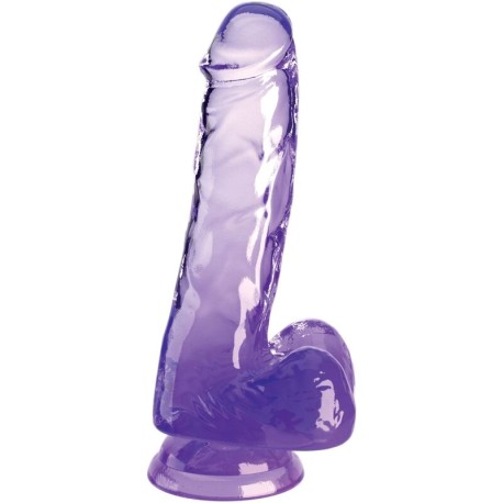 KING COCK - CLEAR PÉNIS RÉALISTE AVEC BOULES 13.5 CM VIOLET