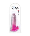 KING COCK - CLEAR PÉNIS RÉALISTE AVEC BOULES 15.2 CM ROSE