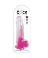 KING COCK - CLEAR GODE AVEC TESTICULES 20.3 CM ROSE