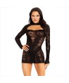 LEG AVENUE - MINI ROBE AVEC DENTELLE MANCHES LONGUES NOIR