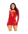 LEG AVENUE - MINI ROBE AVEC DENTELLE MANCHES LONGUES ROUGE