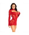 LEG AVENUE - MINI ROBE AVEC DENTELLE MANCHES LONGUES ROUGE