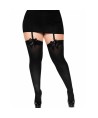 LEG AVENUE - MEDIAS ALTAS CON LACITO NEGRO ONE SIZE